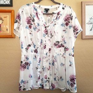 NWT Torrid Floral Chiffon Blouse - Size 1